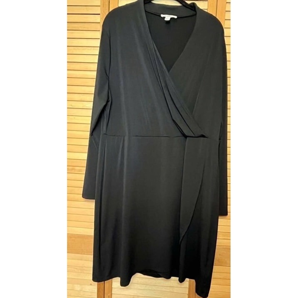H Halston Faux Wrap Long Sleeve Plus Size Dress  Formal Quiet Luxury